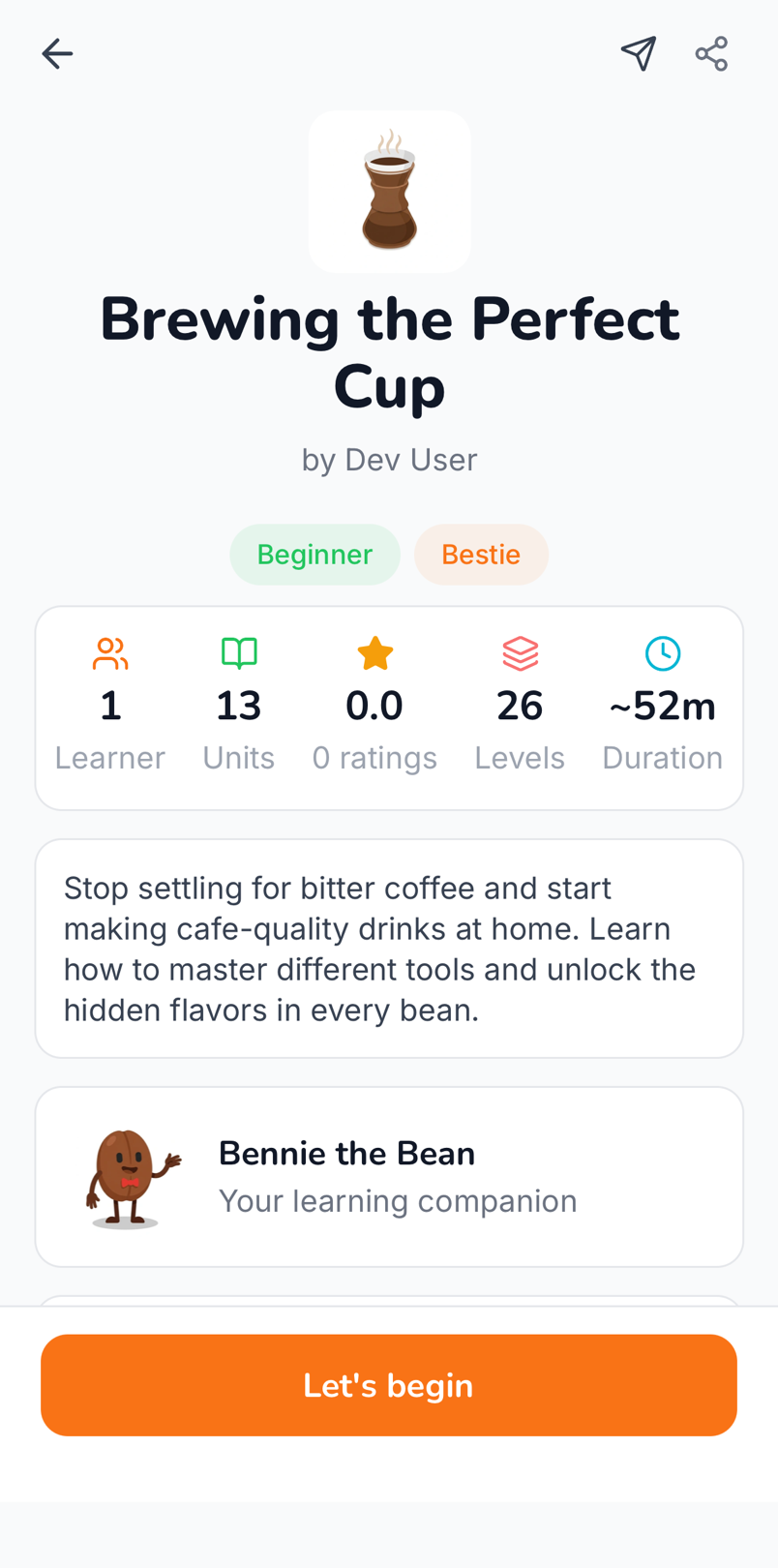 Generated coffee course detail screen.